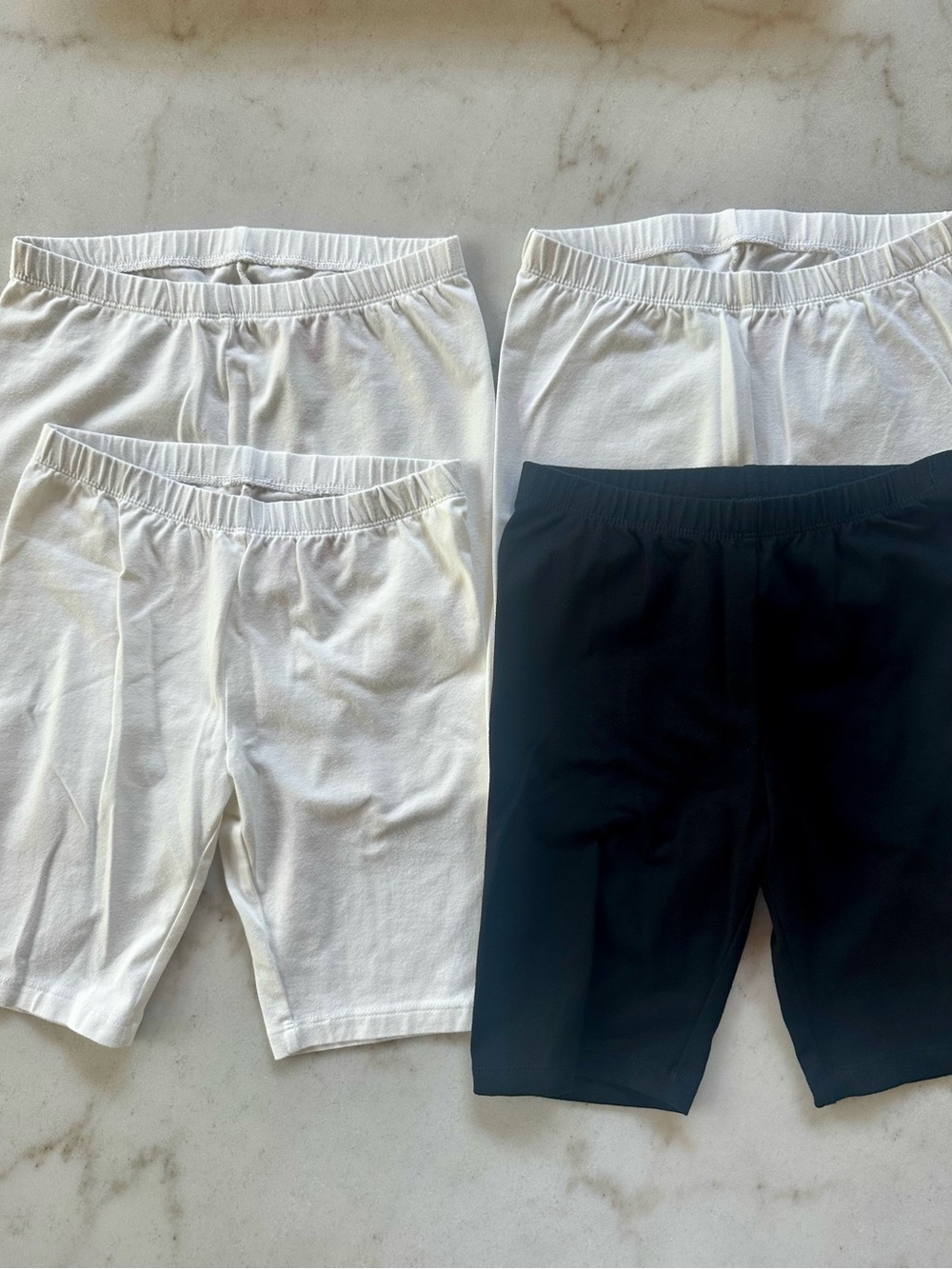 4 pairs Cat & Jack Girls Bike Shorts Comfortable Bike Shorts - 3 White + 1 Black